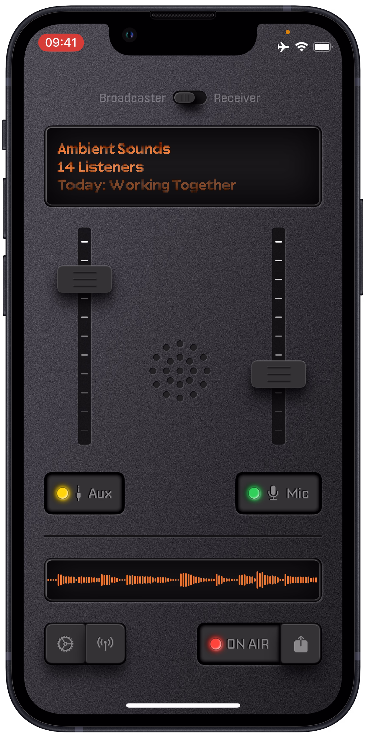 iPhone showing Macrowave broadcaster interface